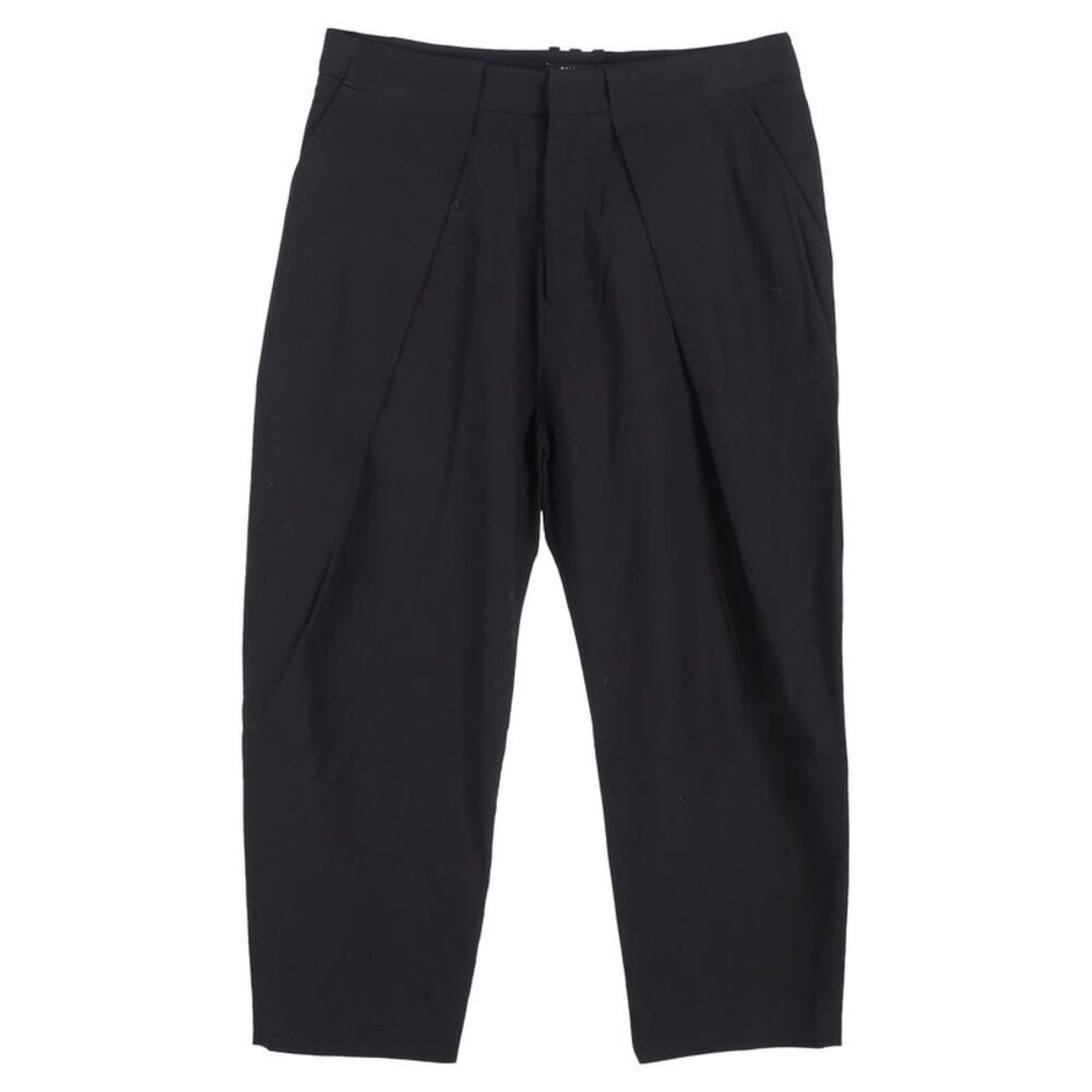 Balmain Draped Straight-Leg Cropped Trousers in Black Wool